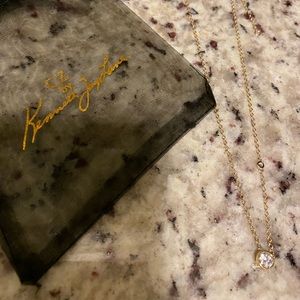 CZ By Kenneth Jay Lane Round Bezel Gold Tone Necklace NWT